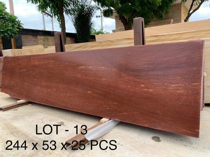 Red-brown wood-grain sandstone slabs, lot 13: 244 × 53 cm, 25 pieces