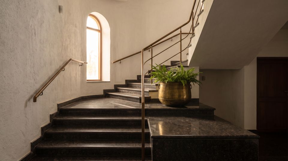Concept: staircase in polished dark granite