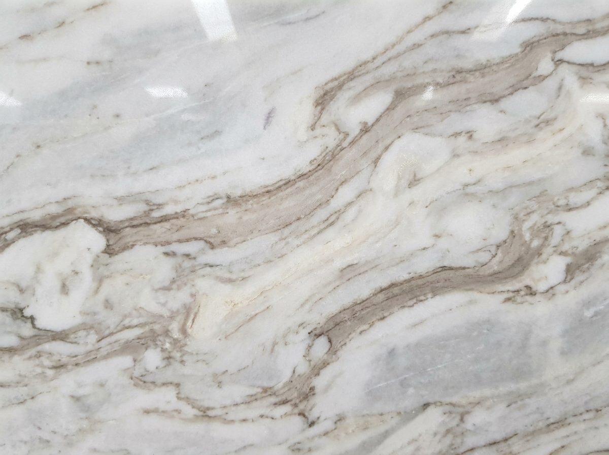 Polished Fantasy Brown marble with flowing brown and grey veins